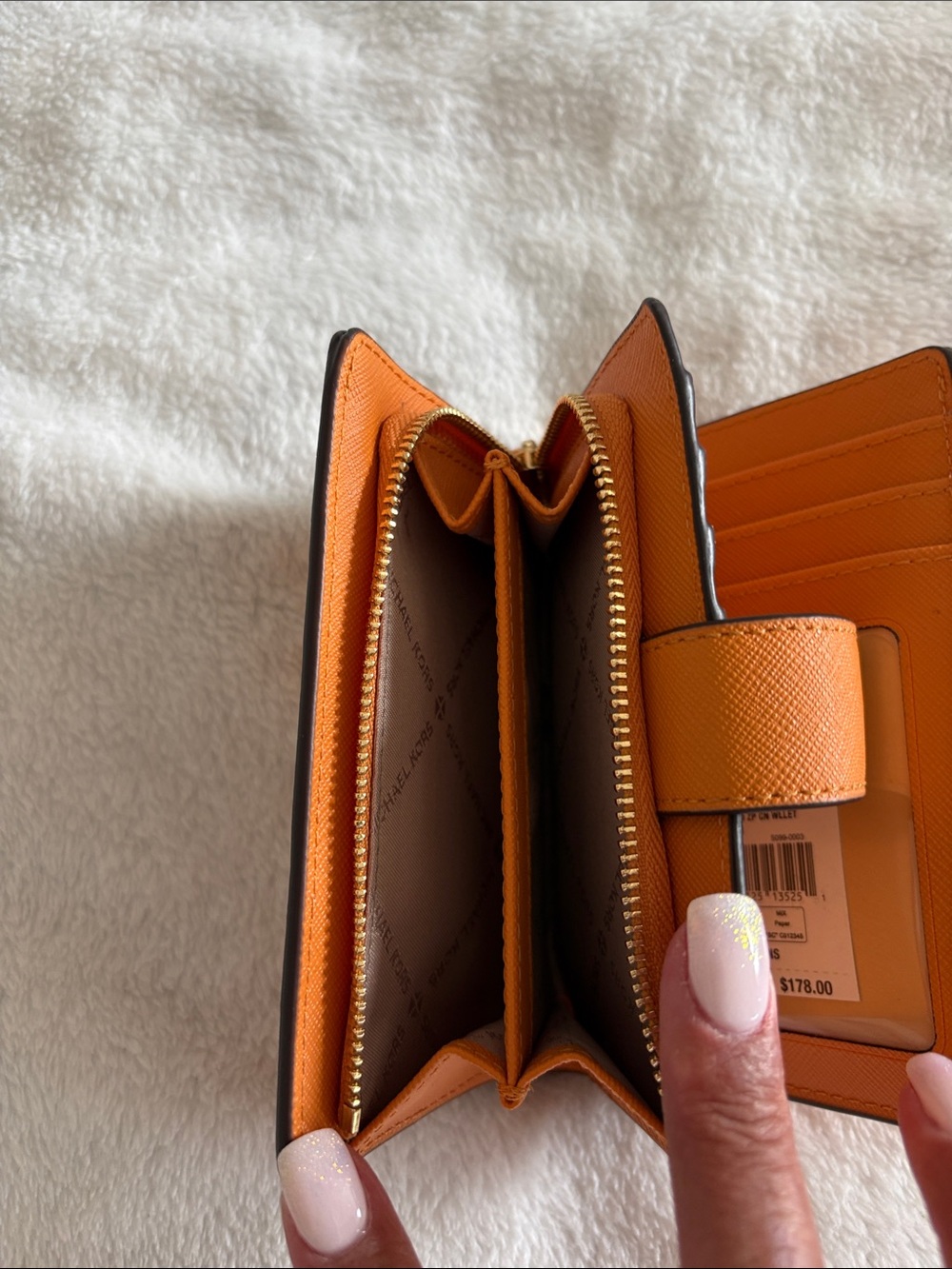 Michael Kors Orange Saffiano Zip-Around Wallet - Picture 6 of 6